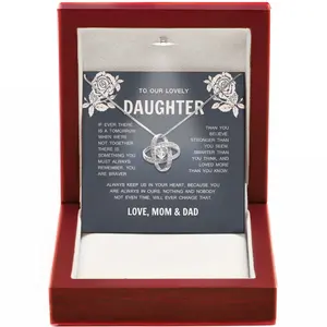 To Our Daughter Necklace - Love Knot Jewelry Gift from Mom and Dad with Heartfelt Message Perfect for Graduation Birthday or Special Days