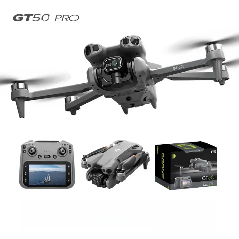GT50 Foldable RC Drone with 12.5cm Display Controller, Adjustable Camera, Optical Flow Positioning, Altitude Hold, 20-Min Flight Time