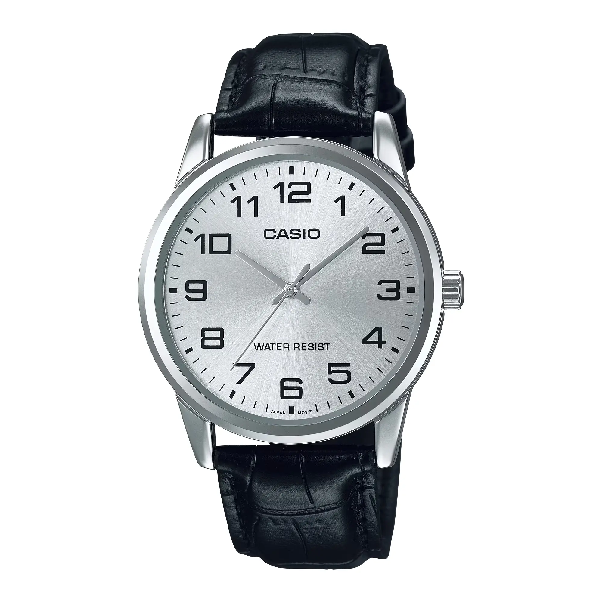 Casio Men’s Silver Dial Analog Watch with Black Leather Strap - MTP-V001L-7BUDF