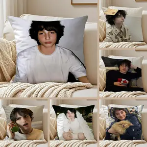 F-Finn Wolfhard Singer Cushion Cover Soft Short Plush Fabric Double-Sided Print | Breathable Pillow Cover for Sofa Couch Bed | Skin-Friendly, Washable, Invisible Zipper, Anti-Dust Mite, Durable Material | Warm Winter Home Decor Gift