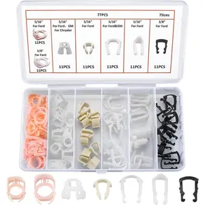 77 Pcs Fuel Line Retainer Clip Assortment Kit - Car Auto Retaining Clips for 3/8" 5/16" Hose Pipe