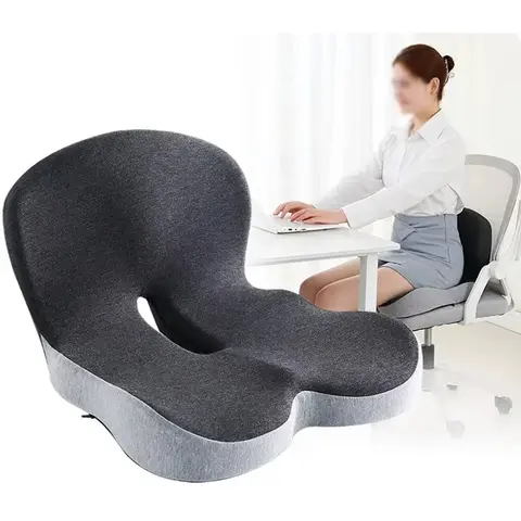 Non-Slip Memory Foam Seat Skin-Friendly Extended Zipper Easy Remove Wash Back Support Cushion Comfy Chair Adjustable Chair Breathable Cloth Leg Pain Mesh