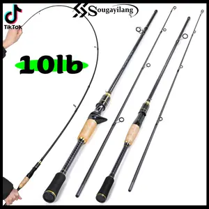 Sougayilang Carbon Fiber 2 Sections 5-10lb Fishing Rod with Cork & EVA Handle, ABS Reel, Spinning/Casting for Freshwater & Saltwater