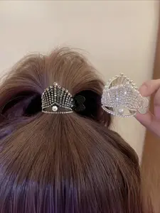1pc Elegant Crystal Shark Hair Claw for Women - Sparkling Rhinestone Design, Durable Alloy, Ideal for Thick, Long Hair Ponytails, Stylish Hair Accessory|Glamorous Accessory|Alloy Hairpin, Hair Claw Clip