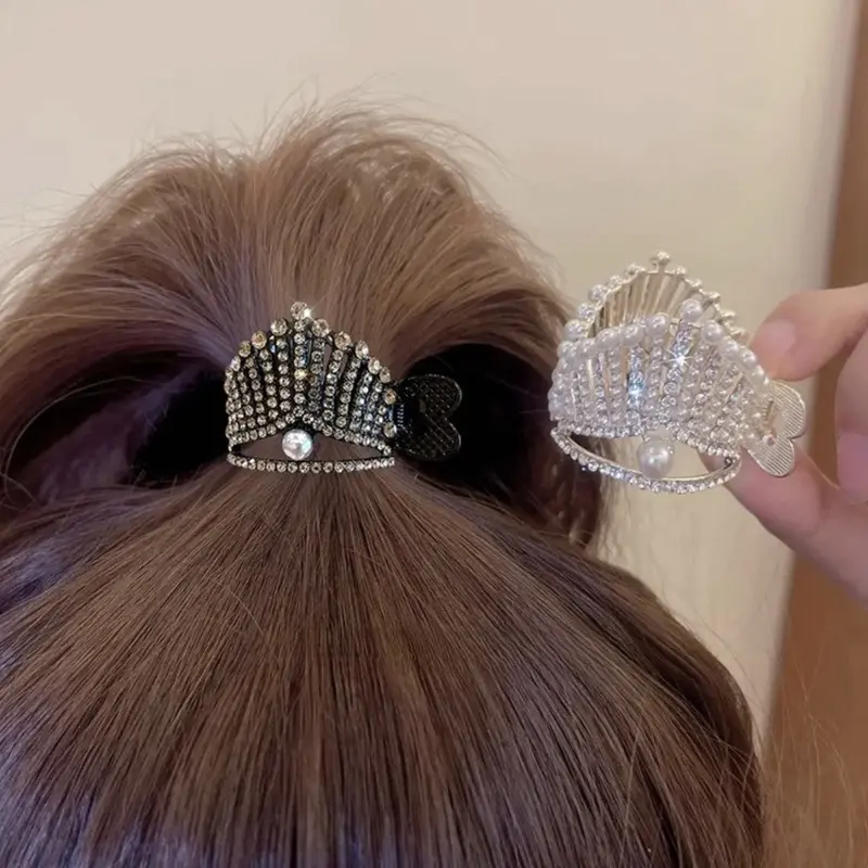 1pc Elegant Crystal Shark Hair Claw for Women - Sparkling Rhinestone Design, Durable Alloy, Ideal for Thick, Long Hair Ponytails, Stylish Hair Accessory|Glamorous Accessory|Alloy Hairpin, Hair Claw Clip, Rhinestone Hair Accessories