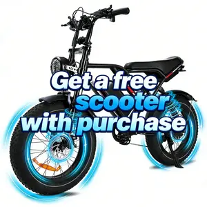 S8 Electric Bike(Complimentary D8 EScooter), Full Suspension System, 31mph Top Speed, 48V 17.5AH Detachable battery , Equipped with High Carbon Steel Frame, Pedal Assist Range of 30-50 Miles, 20-Inch All-Terrain Tires, Off-Road、City Motorcycle