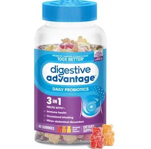 Probiotic Gummies for Digestive Health, Daily Probiotics for Women & Men, Support for Occasional Bloating, Minor Abdominal Discomfort & Gut Health, 80ct Natural Fruit Flavors