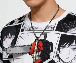Chainsaw Man Smoking Cigarette Necklace, Anime Inspired Pendant Chain, Street Style Hip Hop Jewelry, Fan Collectible Gift
