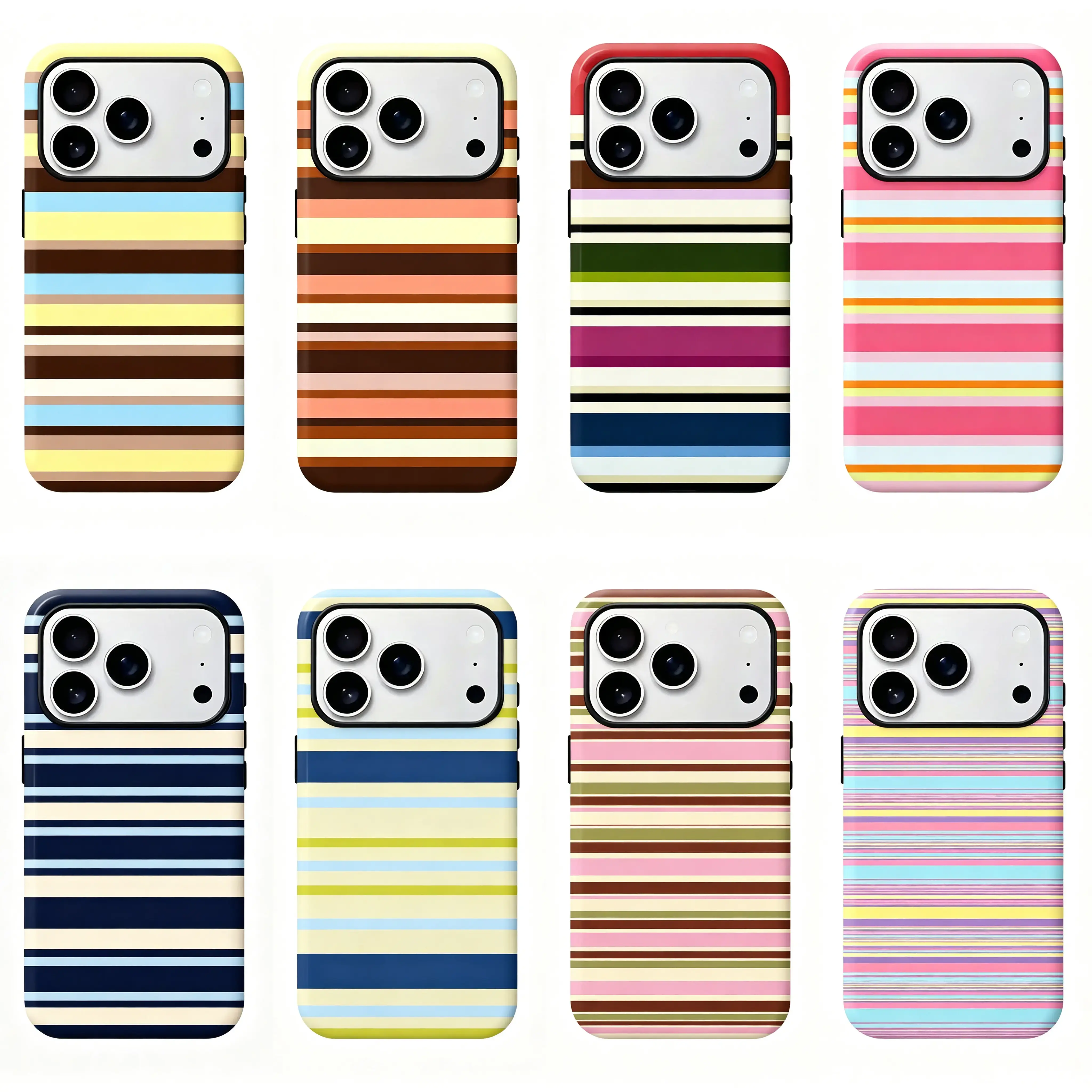 STRIPED | Aesthetic Retro Colorful Plaid & Stripe Phone Case - Raised Camera Protection Y1573 | Phone Case Compatible with iPhone 17 16 15 14 13 12 11 pro pro max & Samsung S25 S24 S23 S22 S21 Durable Protection Dual Layer Design Glossy