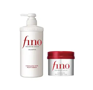 Fino Premium Touch Shampoo & Hair Mask Set, Royal Jelly Deep Repair & Intensive Hydrating Treatment for Frizzy, Dry, Damaged Hair, Anti-Breakage Japanese J-Beauty Bundle (550ml + 230g)