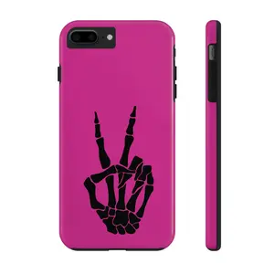 Skeleton Peace Sign Tough Phone Case, iPhone Cover, Protective Skull Phone Case, Gothic Phone Accessory, Skeleton Hand Peace Sign Phone