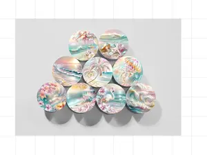 Pink Beach Sunsets Magnet Button Set - Strong Attachment, Durable Material - Round, Decor