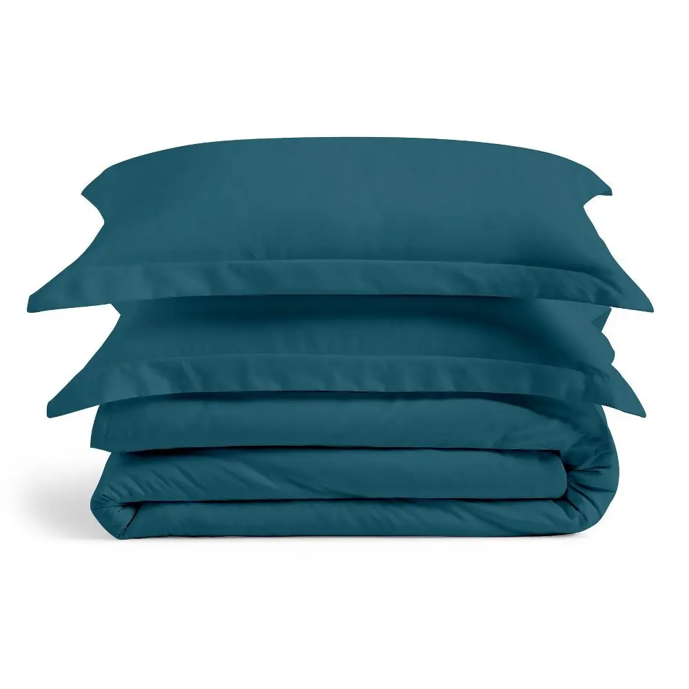 Cosy House Collection Luxury 40%-Rayon from Bamboo 60%-Polyester Duvet Cover Set, Breathable Cooling All-Seasons Bedding, Dark Teal King/Cal King