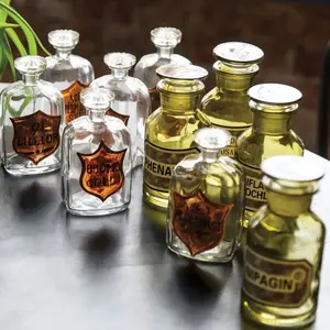 Set/4 Green Apothecary Bottles