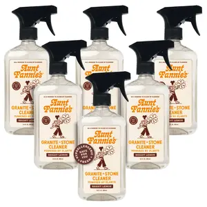 Aunt Fannie's Granite and Stone Cleaner, Plant Based Spray for Granite, Stone, Marble, Soapstone, Quartz, Slate, Bright Lemon Scent, Pack of 6