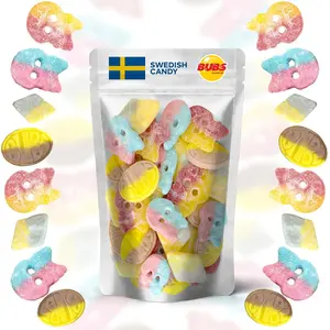 Bubs Swedish Candy Mix - Big Ovals, Skulls, and More - Sweet and Sour Swedish Gummies - 1 Pound of Godis From Sweden (0.5 LB)