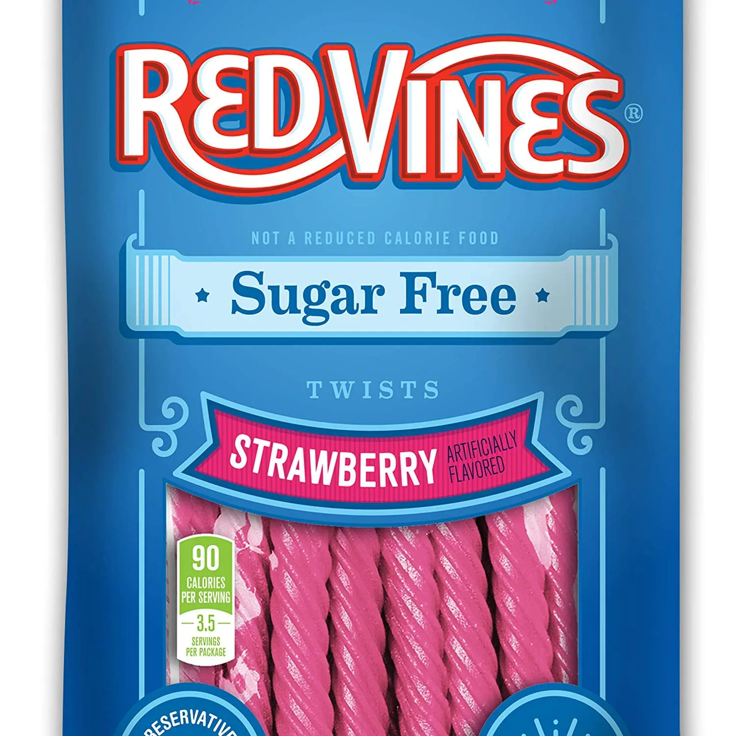 Sugar Free Licorice, Strawberry Flavor, Soft & Chewy Candy Twists, 5oz Bags (12 Pack)