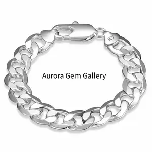 925 Sterling silver Bracelet Sideways Silver Bracelet 6MM8MM10MM Bracelet Men & Women Jewelry