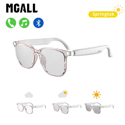 MGALL C8 PRO Bluetooth Audio Smart Glasses with Photochromic Lenses That Darken in Sunlight, Surround Sound and Microphone, Supports Music & Calls, Perfect for Office, Driving & Outdoors, Ideal Gift for Men & Women, Compatible with Android & iOS
