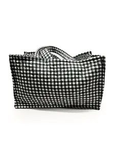 Anthia Gingham Black/White Quilted Tote