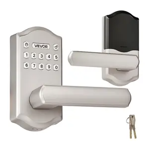 VEVOR Keyless Entry Door Lock with Handle, Electronic Lever Door Handle with Keypad, Customizable User Codes, Keyed Entry, Auto Lock, Anti-Peeking Password, Backlit Keypad, for Home, Satin Nickel