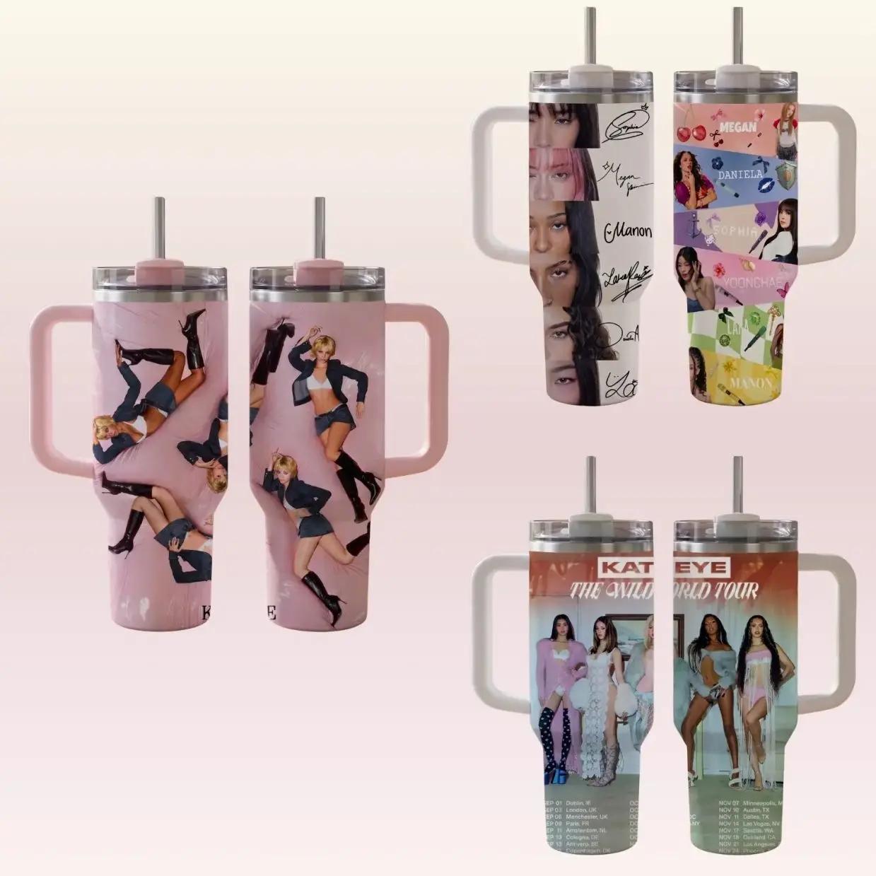KATSEYE 40oz 30oz 20oz Tumbler With Handle, Pop Girl Group Fan Insulated Stainless Steel Travel Cup With Straw