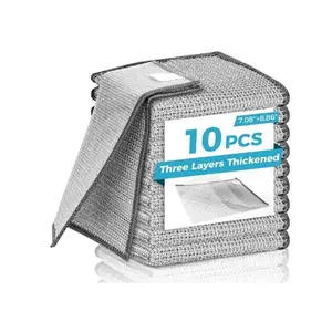 10 Pcs New Upgrade 1-Layer Metal Dish Cloth, No Scratches and No Odor, Multipurpose Wire Dishwashing Rag for Wet and Dry, Kitchen Cleaning DishRags,Sinks,Dishes