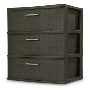 Sterilite 3 Drawer Wide Weave Tower Plastic, Espresso