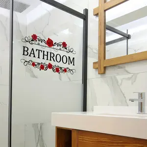1PC bathroom rose logo wall stickers are suitable for home decoration and bathroom decoration. They are self-adhesive, reusable and detachable stickers that create a romantic and warm family atmosphere