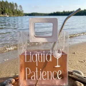 Reusable Wine Drink Pouch with Straw – “Liquid Patience” Beach & Lake Cocktail Bag