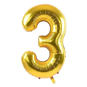 34 In. Gold Number 3 Balloon