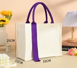 Canvas tote bag, custom gift bag, blank large capacity tote bag