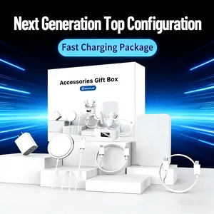 【Back-to-school gift】Upgraded 6-in-1 Magnetic Charging & Audio Kit – 20W Fast Charge Power Bank, Wireless Charger, Bluetooth 5.3 Earbuds, Type-C & Lightning Cables, Adapter, Enhanced Magnetic Ring, All-in-One Travel Set for Android & iOS Devices