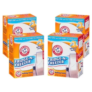 14 oz. Baking Soda ARM & HAMMER Fridge-N-Freezer Odor Absorber (4-Pack) - Effective Deodorizer for Your Home Box Household