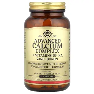 Solgar Advanced Calcium Complex + Vitamins D3, K2, Zinc, Boron, 120 Tablets