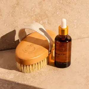 The Golden Secrets Goddess Ritual Body Care Set - 2-Piece Detox & Restore Kit with Goddess Shaping Body Oil & Ionic Copper Dry Brush for Saggy Skin