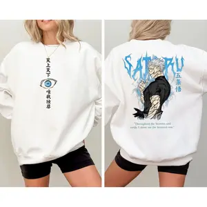Gojo Satoru Jujutsu Kaisen 2 Sided T Shirt, Jujutsu Kaisen Season 3 Sweatshirt, Gift For Jjk Fan, Anime Lovers Gift Hoodie, Unisex Sweater Pullover Tee