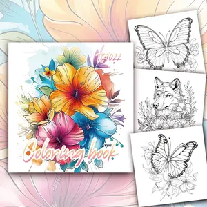 Flower Pattern Coloring Book, 1 Count 30 Pages Butterfly Pattern DIY Painting Book, Painting Supplies for Teenager, Adults, Holiday Gift