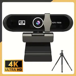 4K/2K UHD Webcam with Microphone, Noise Cancellation, Privacy Cover, Triangular support, Wide-Angle Lens, Auto Light Correction, Webcam for pc,Plug & Play USB Webcam, USB Computer Webcam for Laptop, Webcam Streaming Camera, Usb online webcam
