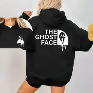 <scream>Movie Ghost Face Pattern Sweater, Halloween Ghost Face Pattern Hoodie on Both Sides, Iconic Horror Movie Mask Design, Halloween Casual Sweatshirt Hooded Suits Gift for Best Friends, Husband, Wife</scream>