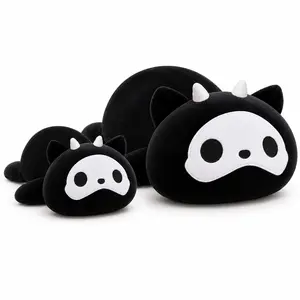 CHUBBYJOY Black Devil Cat Stuffed Animal, 12 Inch, 20 Inch Cute Spooky Cat Plush Toy with PP Cotton Filling, Soft Chubby Lying Plush Pillow for Hugging, Room Decor, Party Gifts for Kids Adults