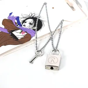 Anime NANA Lock and Key Matching Couple Necklace Set Punk Silver Pendant Jewelry Dupe Vivienne Westwood Look Perfect Valentine Birthday Gift for Women Men Anime Fans