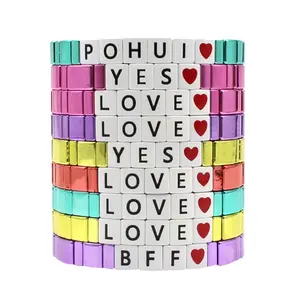 LOVE Heart Bracelet Enamel Stacking Bangle Valentine Mother's Day Jewelry Gift
