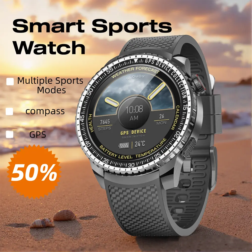 SENBONO Men's Outdoor Wearable Smartwatch - AMOLED Display, Dual-Band GPS 6-Satellite Positioning, Bluetooth Wireless Calling, Compass, Barometer, Multi-Sport Tracking, AI Watch Faces, Silicone-Alloy Build, Climbing-Ready, iOS & Android Compatible, Connec