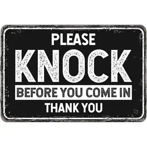 Notice Sign - Please Knock Before Entering |   Metal Sign |   Protect Your Business, Construction Site, Warehouse &amp;   Shop Area