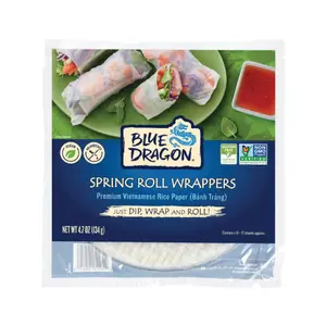Blue Dragon Rice Paper Spring Roll Wrapper - 4.7oz (Pack of 1) - Vietnamese Rice Paper Sheets - No Added Colors, Flavors Or Preservatives - Vegan, Gluten Free, Non-GMO - Ideal For Fresh Or Fried Spring Rolls