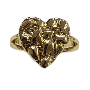 14K Gold Plated Nugget Ring with Textured Design Unisex