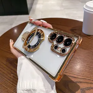 Clear Phone Case with Ring Stand, Anti-drop Cell Phone Protective Cover, Fashion Phone Accessories for Samsung Galaxy Series