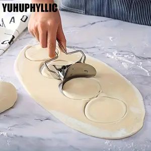 2pcs Stainless Steel Dumpling Maker, Automatic Dough Cutter & Pastry Press, Ergonomic Handle, Ideal for Home Kitchen Cooking & Baking