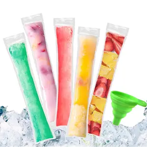 100 PCS Pop Bags Pop Mold Bags Popsicle Pouches Popsicle Molds Bags BPA Free Ice Pop Pouch with A Funnel for Yogurt, Ice Candy, Ice cream Party Favors
